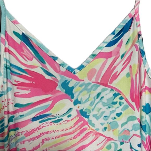 Floral Sleeveless Size Medium Floral Maxi Dress - Pink and Blue Stretchy - Picture 3 of 8